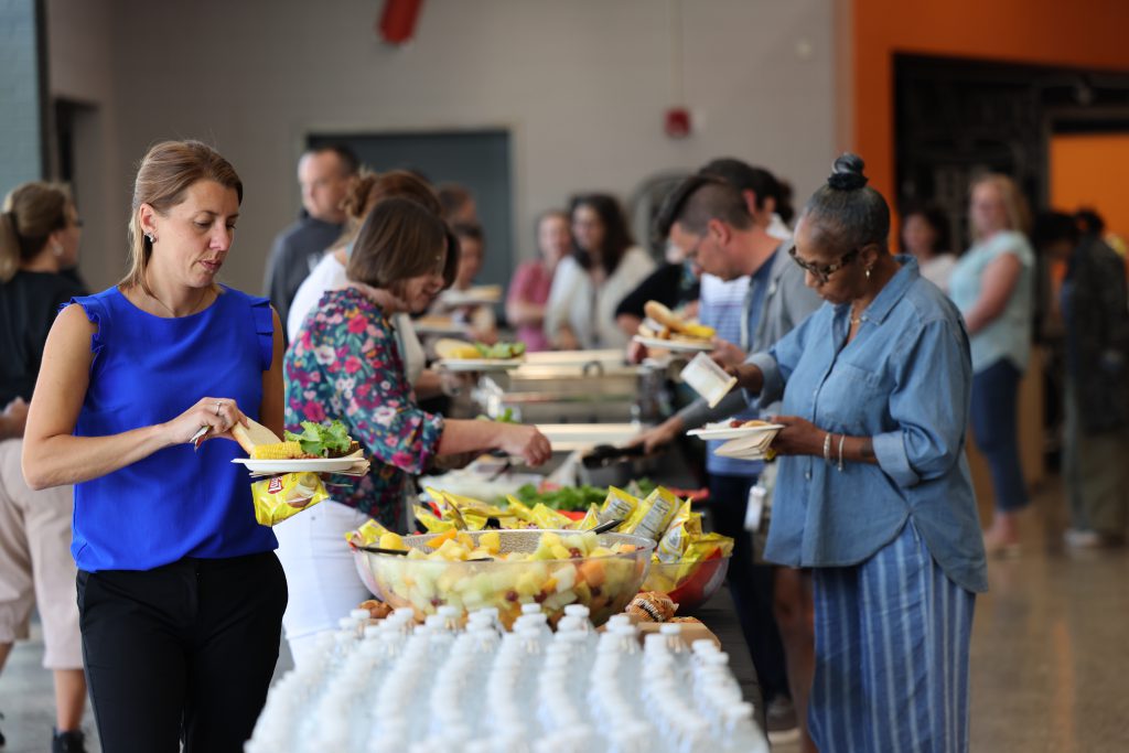 people enjoying lunch