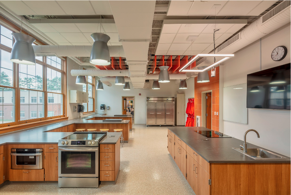 classroom with kitchen equipment