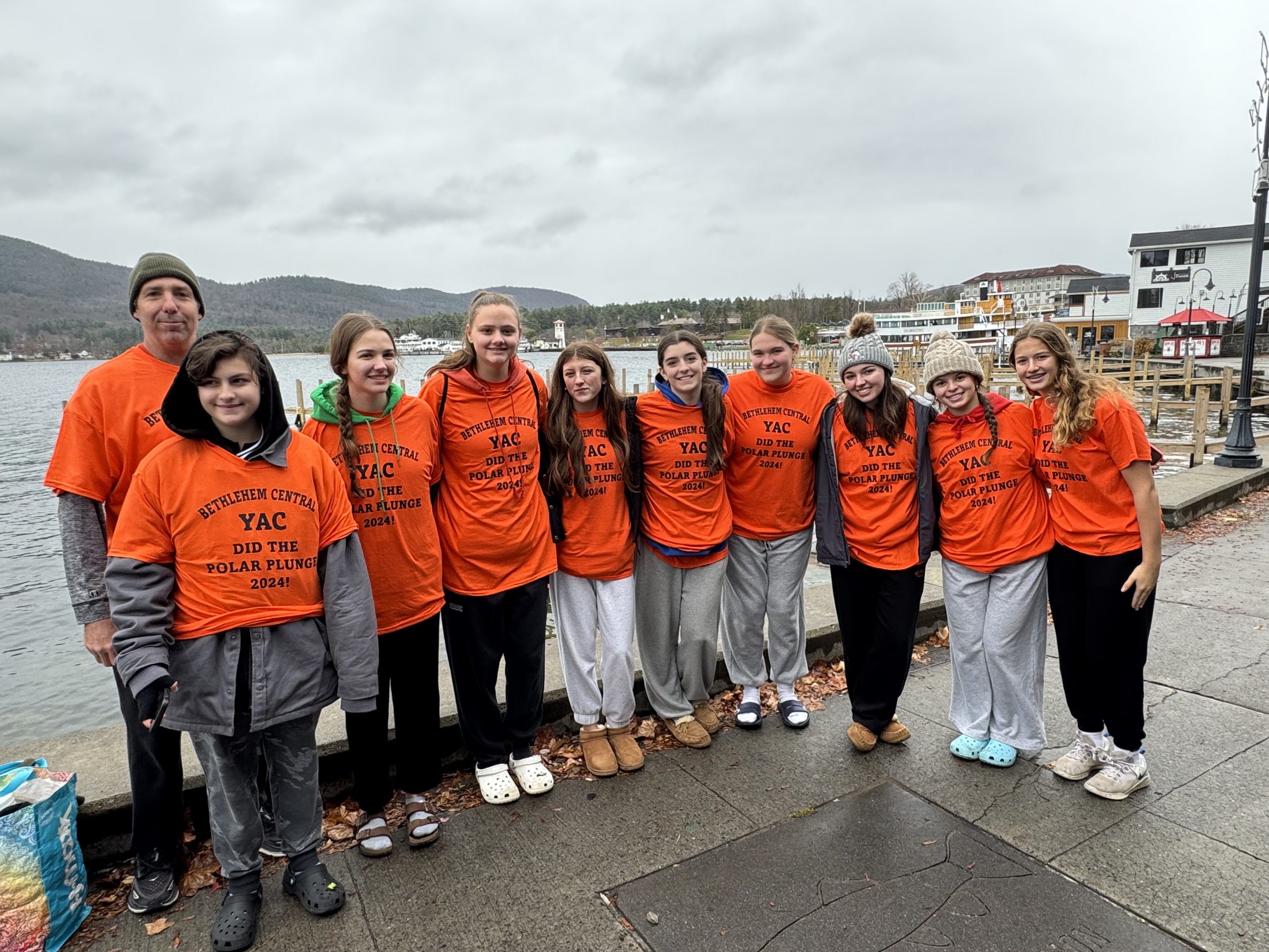 The Youth Activation Committee (YAC) at the polar plunge in Lake George