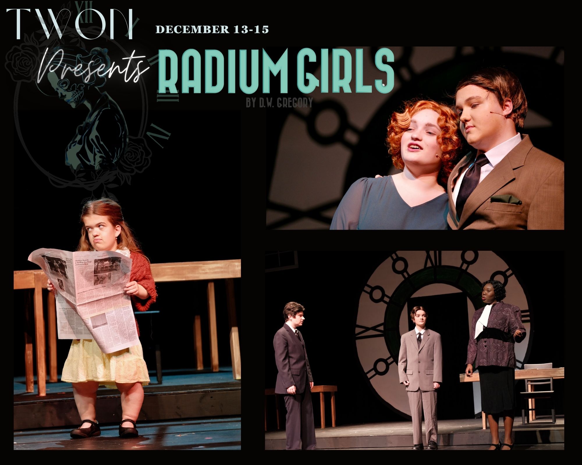 Images of students performing Radium Girls