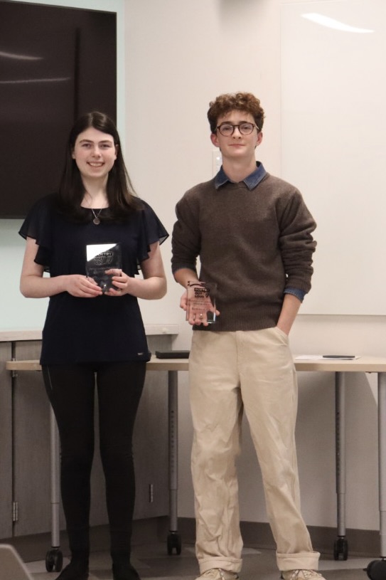 Image of the 2025 Poetry Out Loud winner Laurel Muench and Honorable Mention Keiran McNay